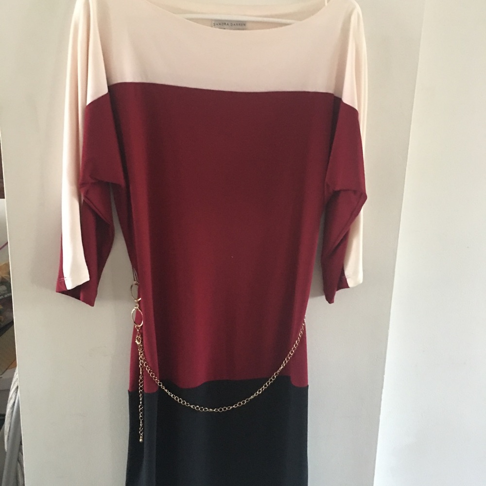 Sandra Darren size 12 color block 3/4 sleeve dress